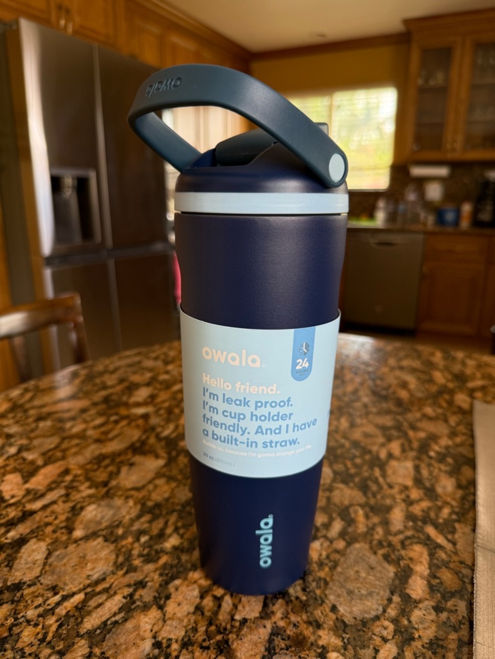 Owala 24oz Navy Blue Leakproof Water Bottle with Handle